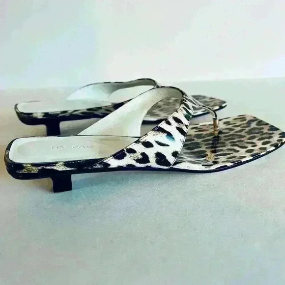 By Far Jack Leopard Patent Leather Thong Sandals - Picture 7 of 9